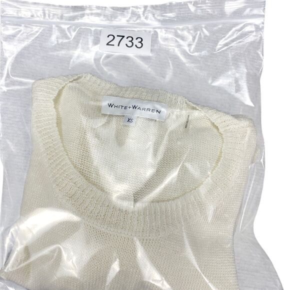 White + Warren 100% Linen Knotted Top Crewneck White Sz XS - Picture 11 of 11